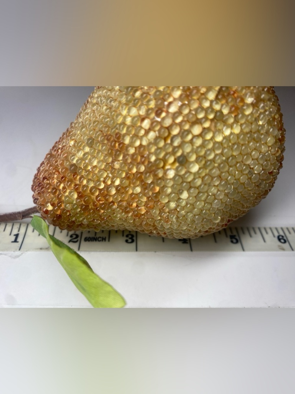 Pier 1 Imports Gold Beaded Rhinestone Decorative Pears Set of 5 Vtg Decor - Picture 4 of 5
